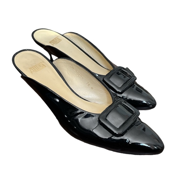 Allure Vintage black patent kitten heel mules size 7.5N - Picture 1 of 9
